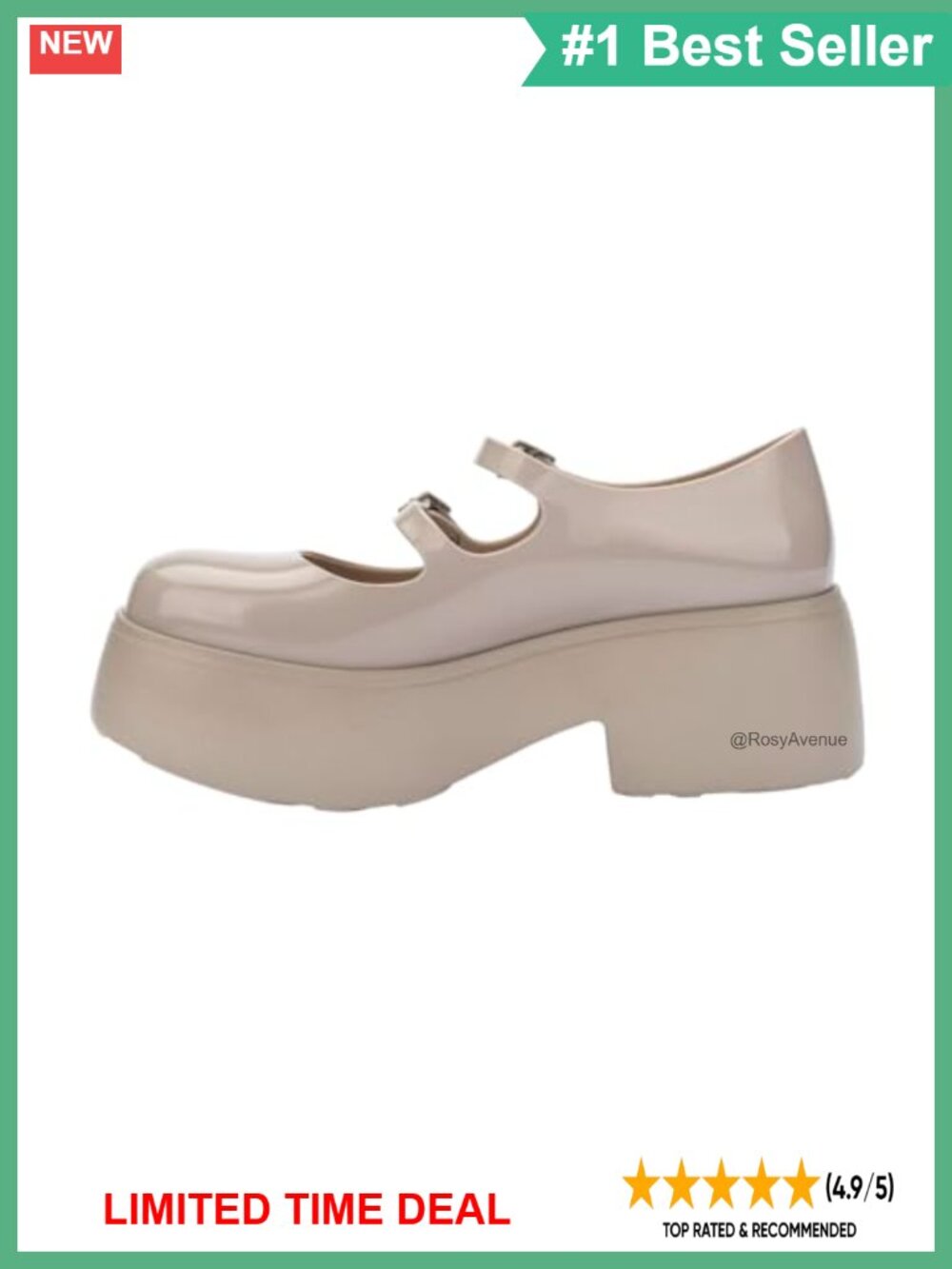 Melissa Farah Platform Mary Jane Heels Buckle Vegan PVC Women's Shoes